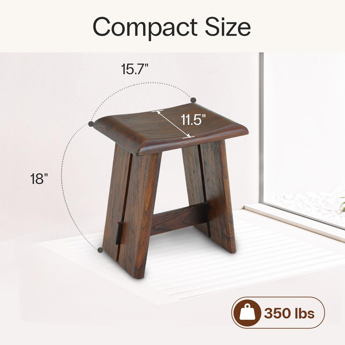 Teak 18-Inch Curved Wooden Shower Seat P552