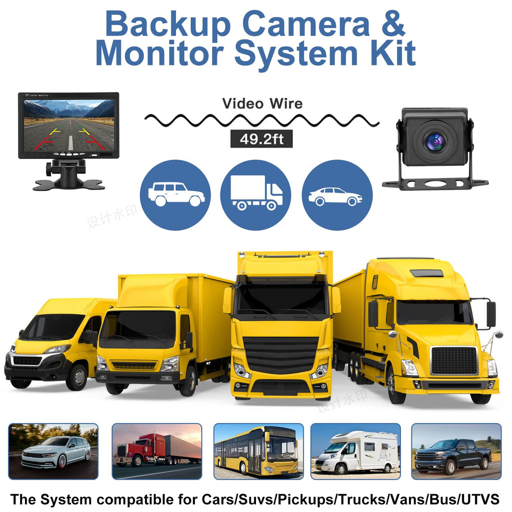 7 Inch Waterproof Wired Backup Camera System A409055
