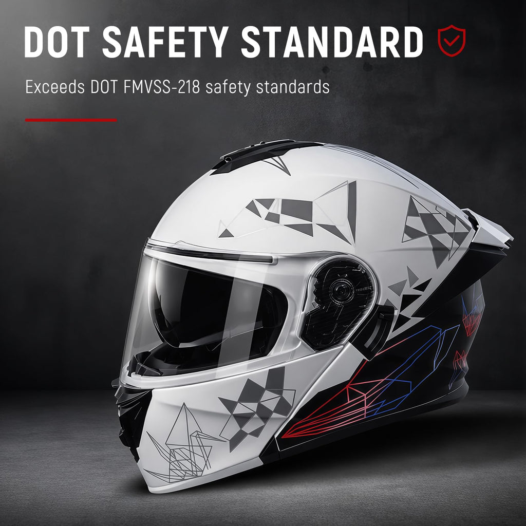 DOT Approved Flip Up Full Face Dual Visor Motorcycle Helmet K778
