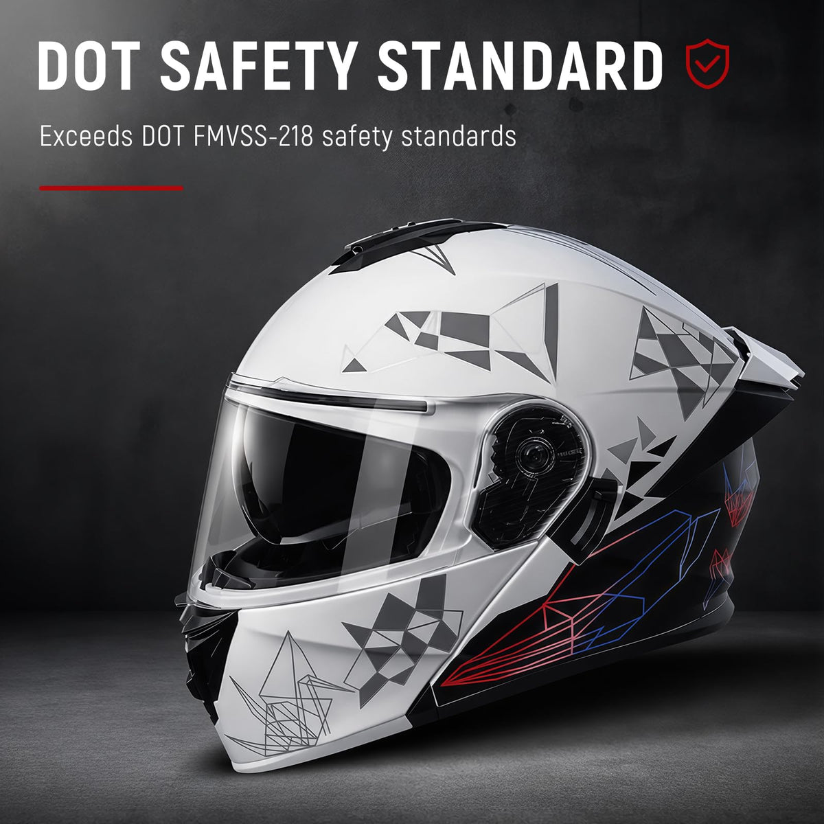DOT Approved Flip Up Full Face Dual Visor Motorcycle Helmet K778