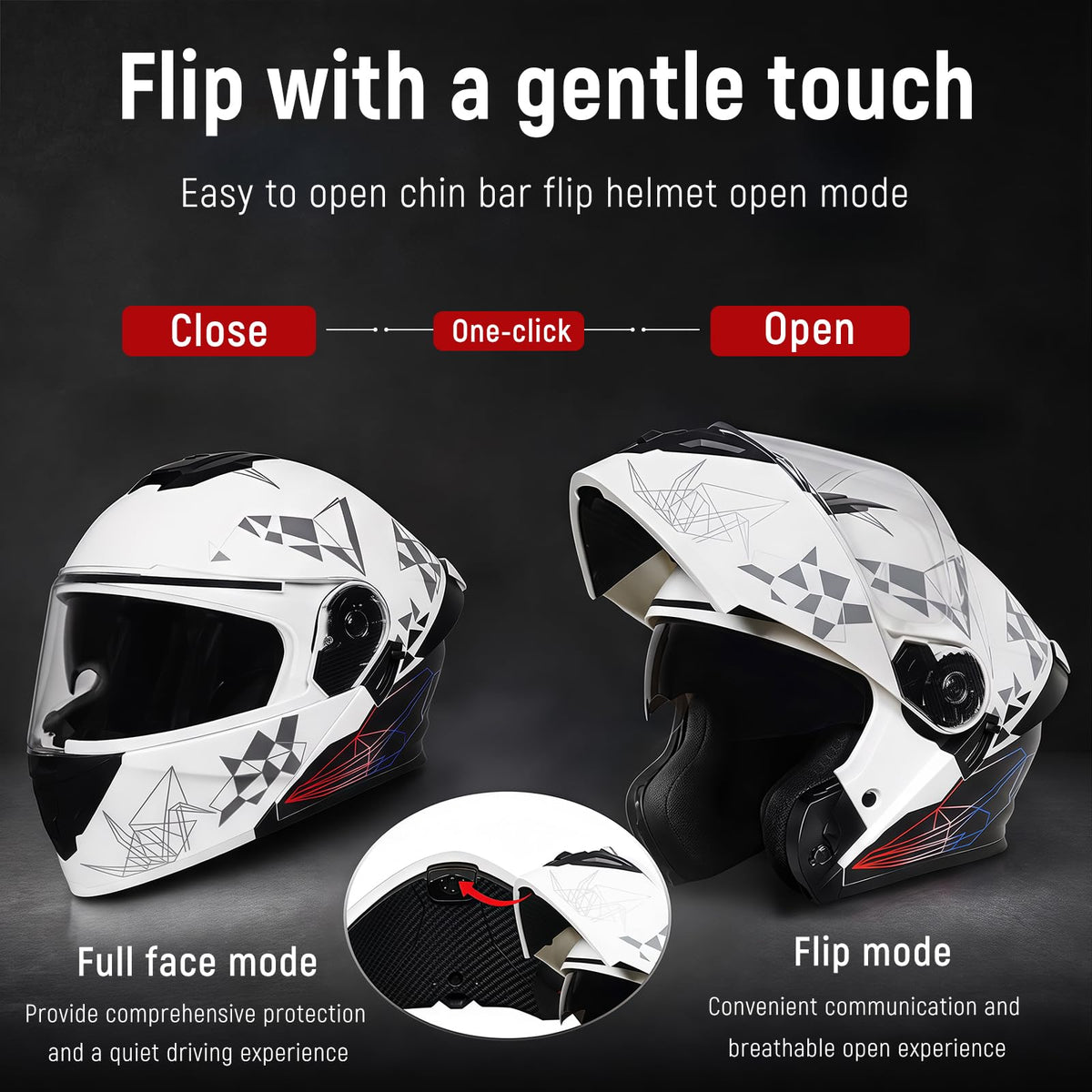 DOT Approved Flip Up Full Face Dual Visor Motorcycle Helmet K778