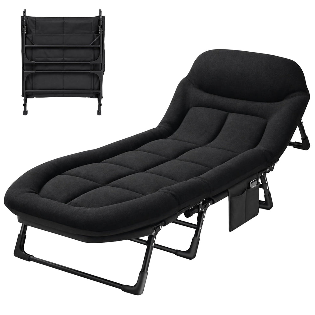 Black Camping Cot with Mattress D584