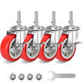3 Inch Heavy Duty Stem Casters Swivel Wheels with Brake, Set of 4 Q847312