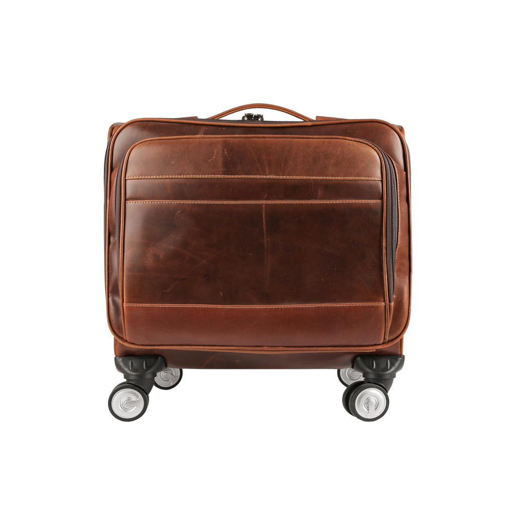 Leather Rolling Briefcase with Trolley Handle K724789