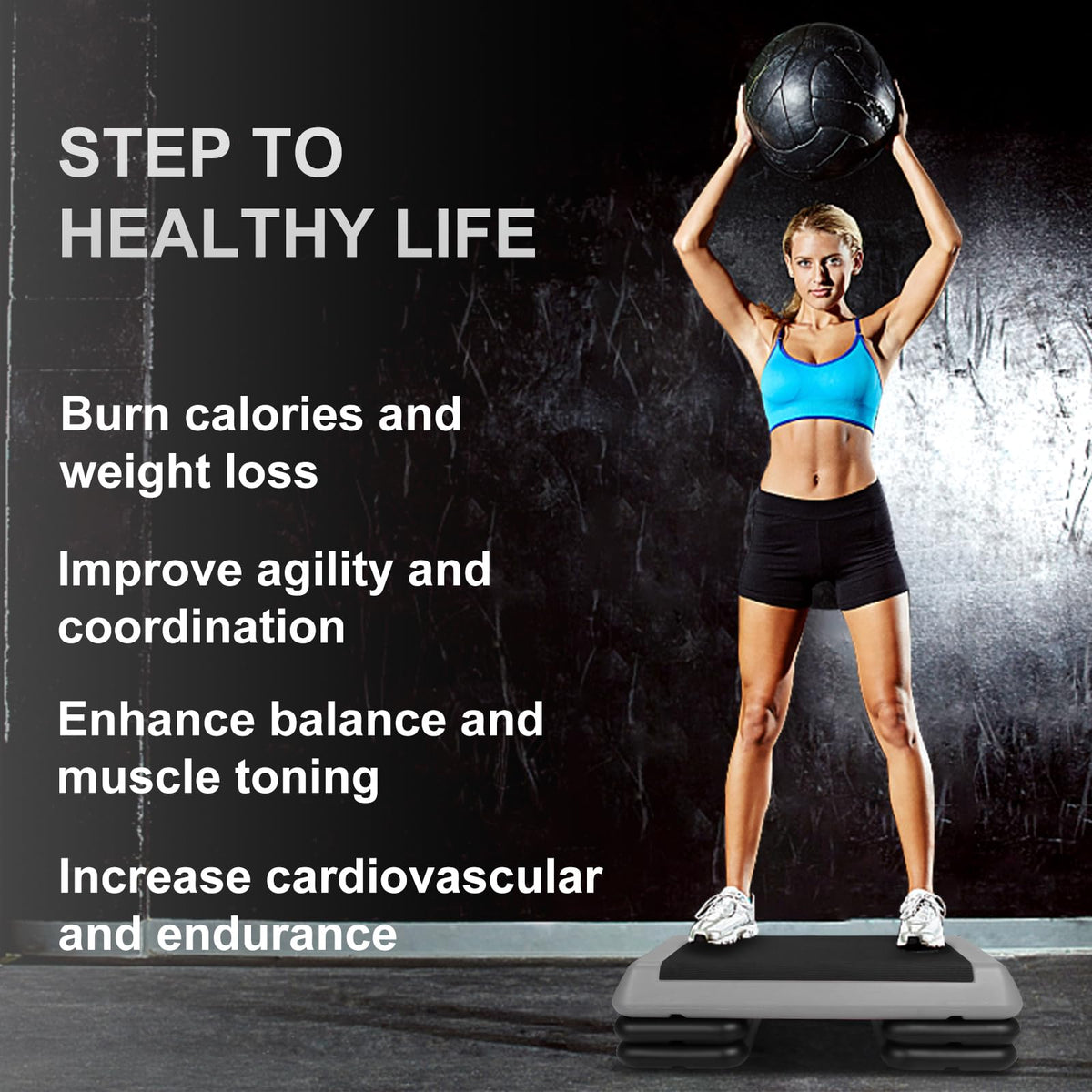 Adjustable Aerobic Stepper with 4 Risers P877