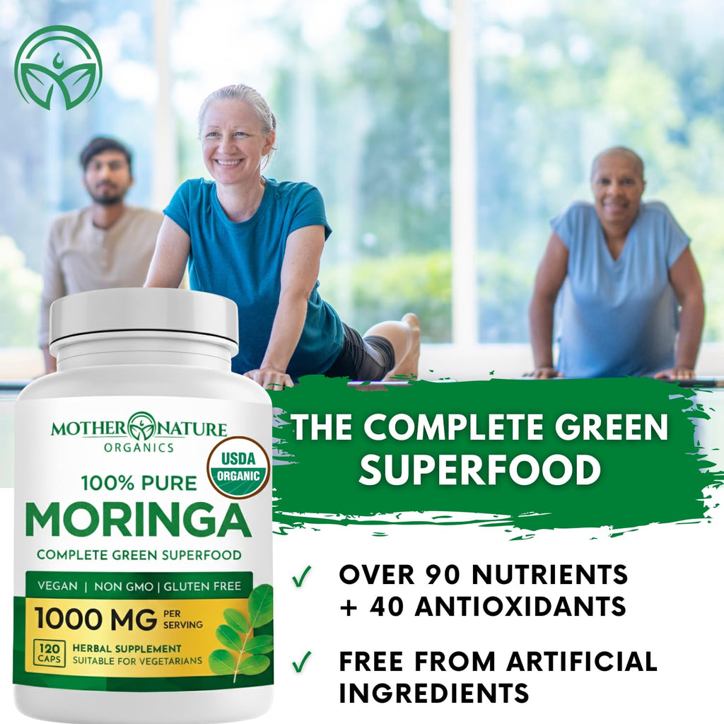 Organic Moringa Leaf Capsules 1000mg 120 Ct X2539