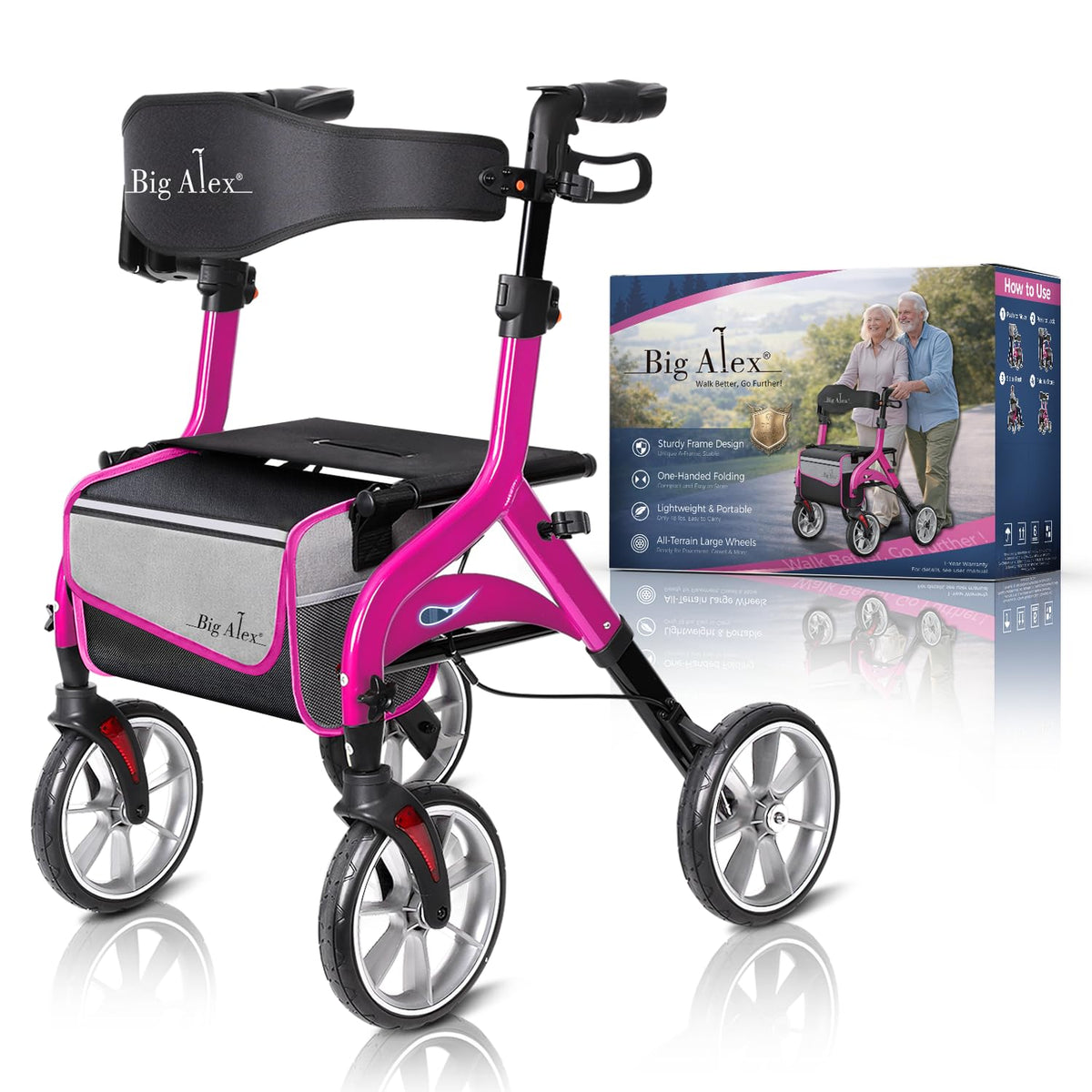 Foldable Lightweight Aluminum Rollator Walker with Seat C438