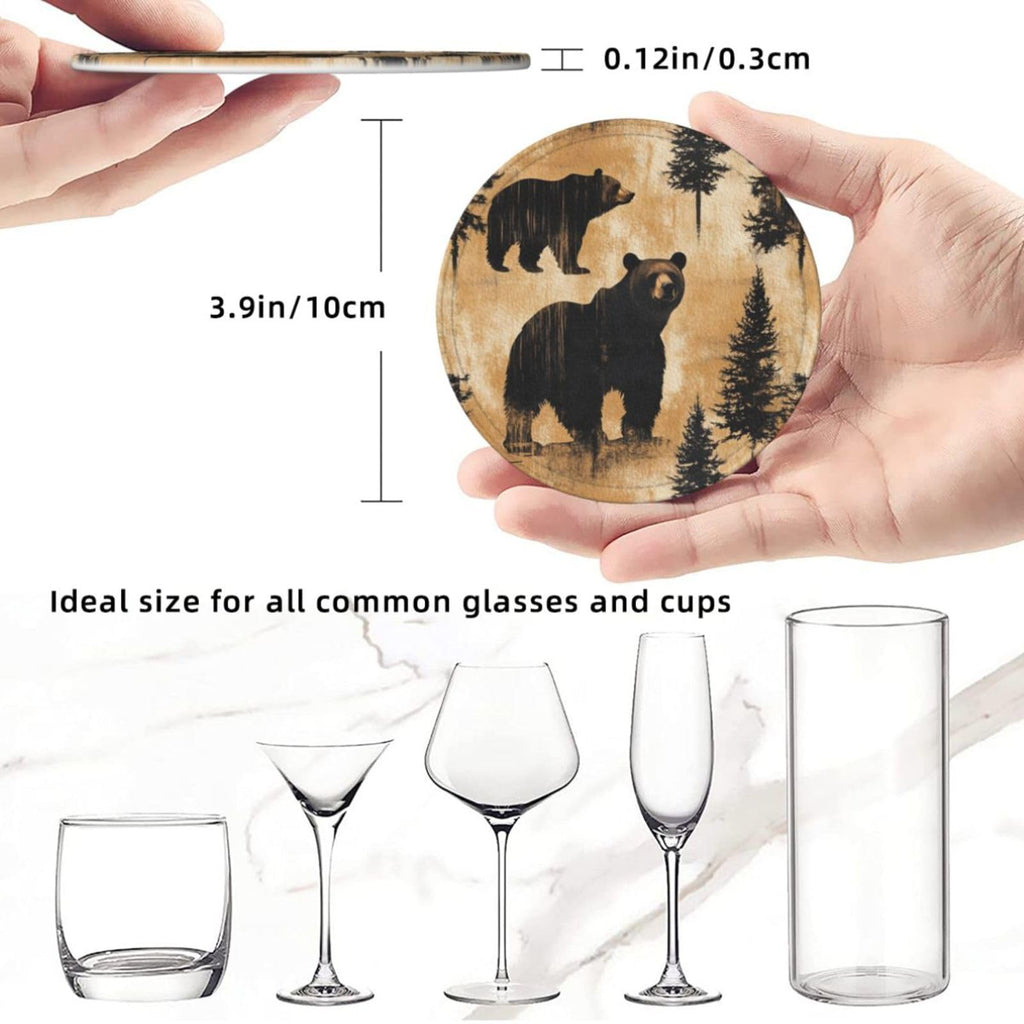 Black Leather Coasters with Holder P63248
