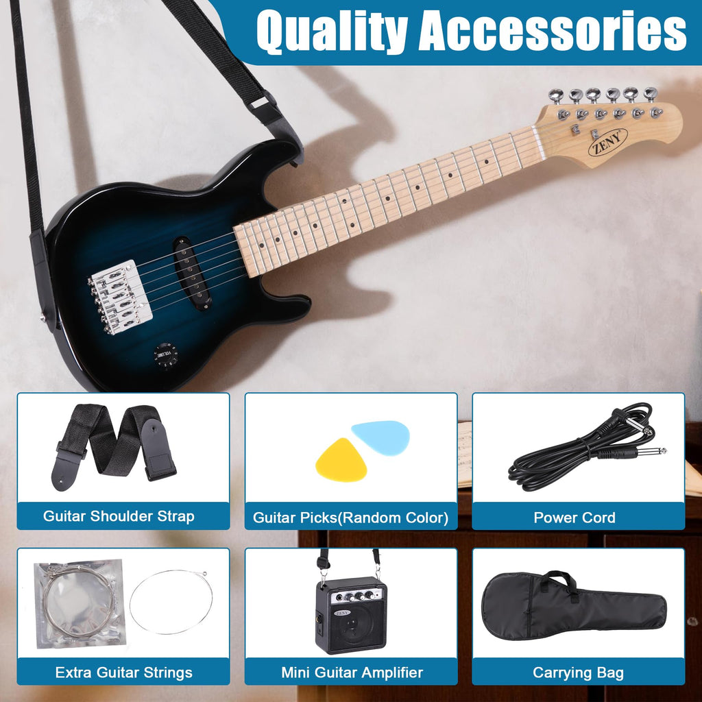 30 Inch Blue Electric Guitar Kit with Amplifier D689