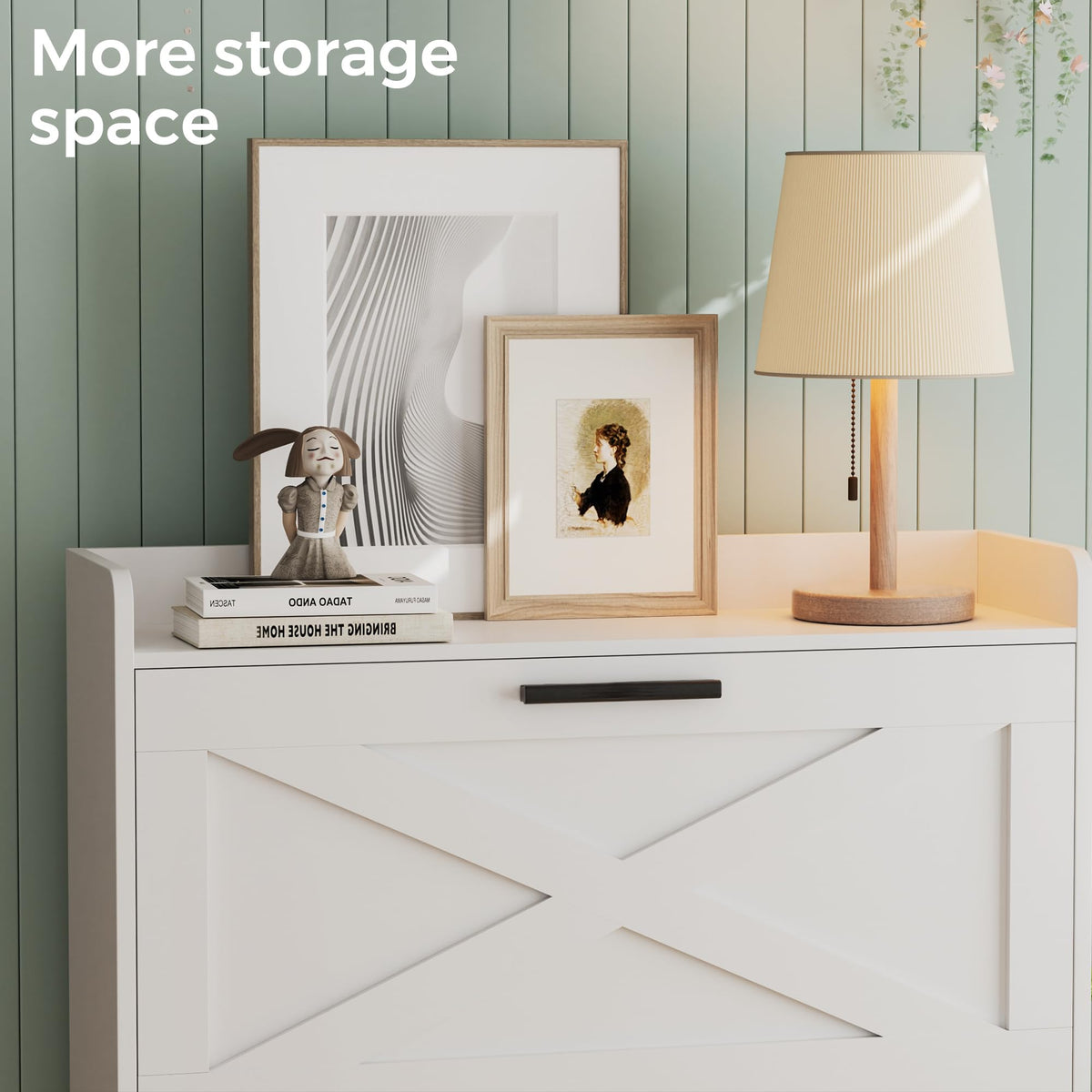 Farmhouse Shoe Storage Cabinet with Flip Drawers C5682