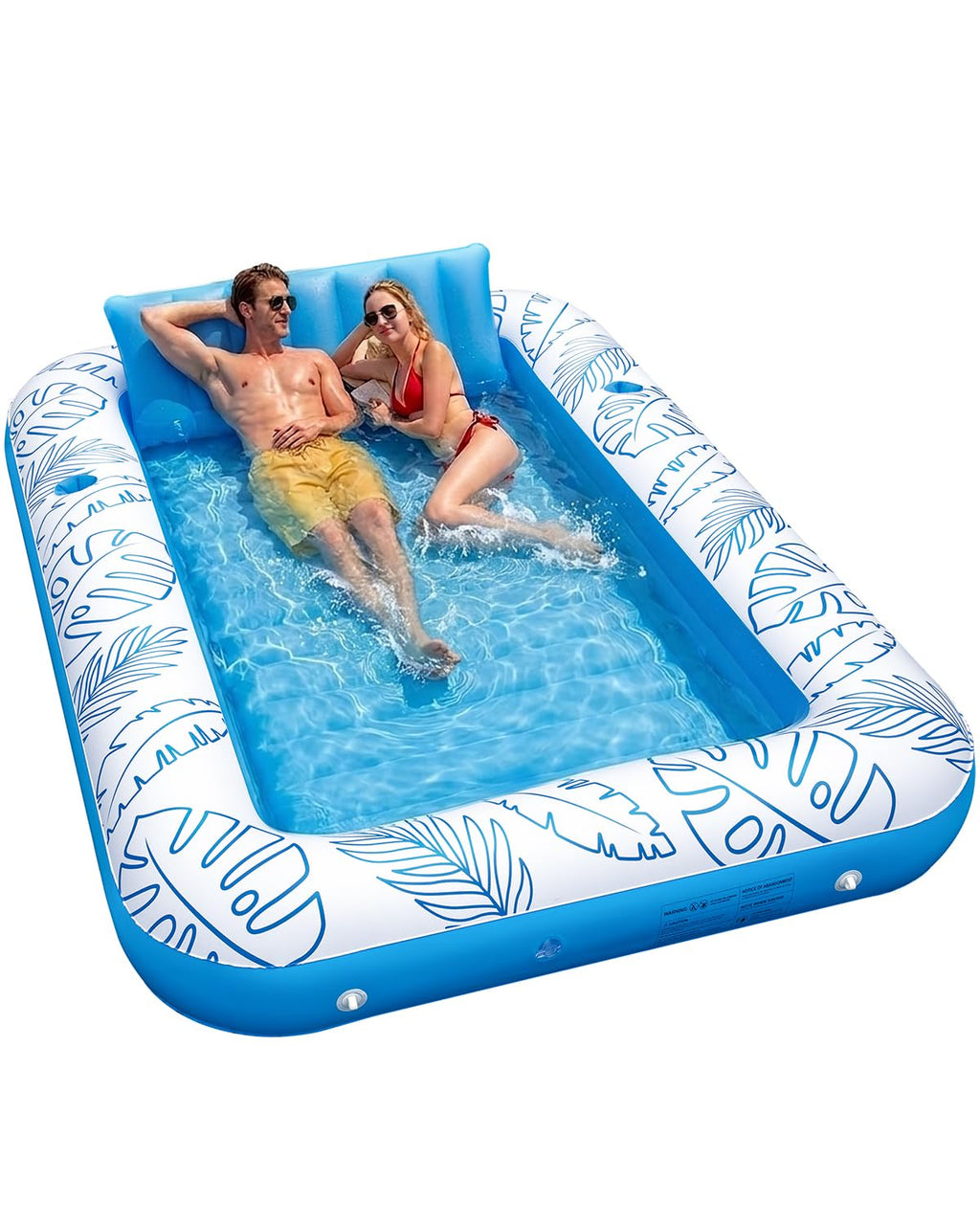 Inflatable Tanning Pool Float with Lights and Pillow Y567787