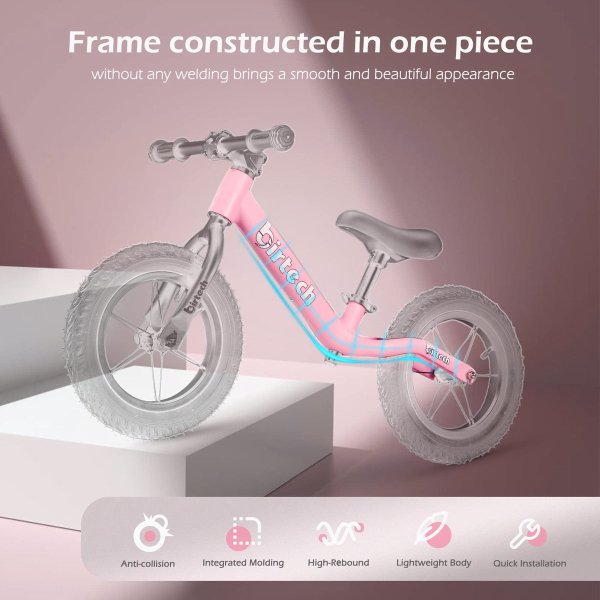 12" No Pedal Balance Bike with Inflatable Rubber Tires N1305