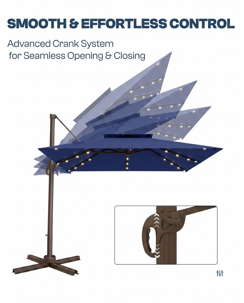 11x11 FT Double-Top Cantilever Patio Umbrella with Lights A170