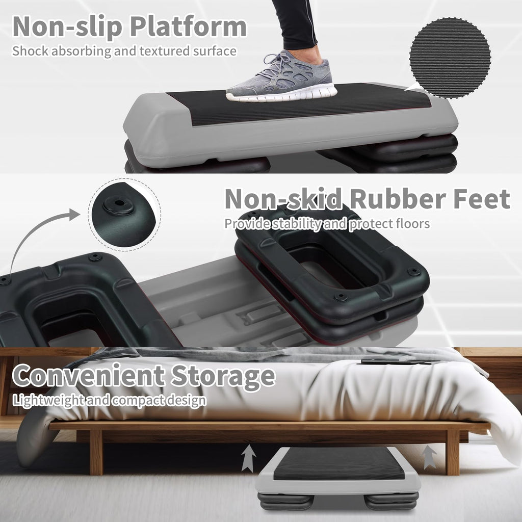 Adjustable Aerobic Stepper with 4 Risers P877