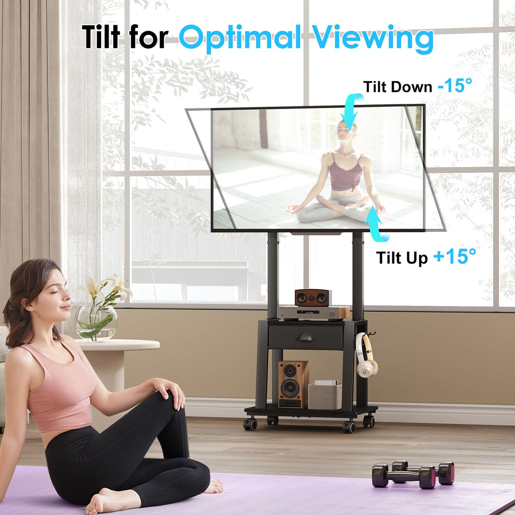 23-60 Inch Mobile TV Stand with Drawer D91504
