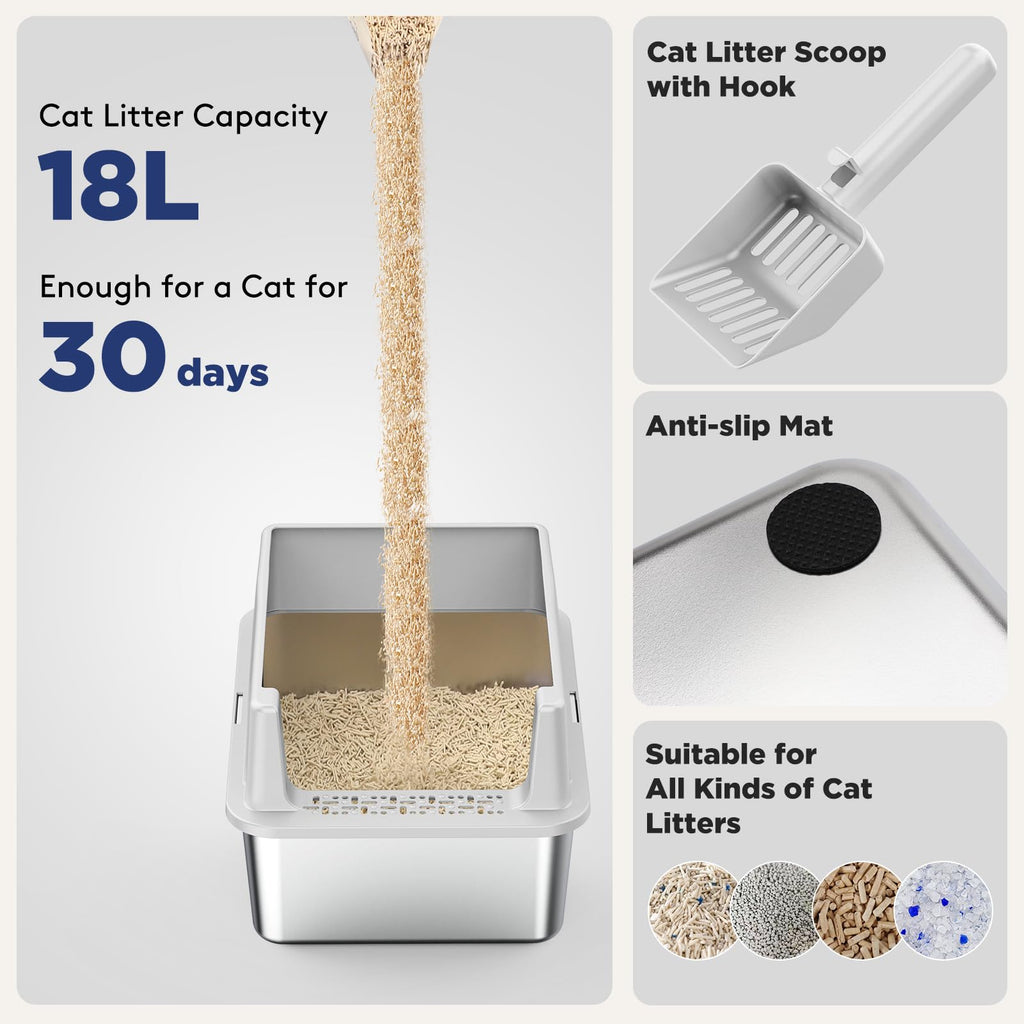 2 Pack Stainless Steel Cat Litter Box with Lid Z15418