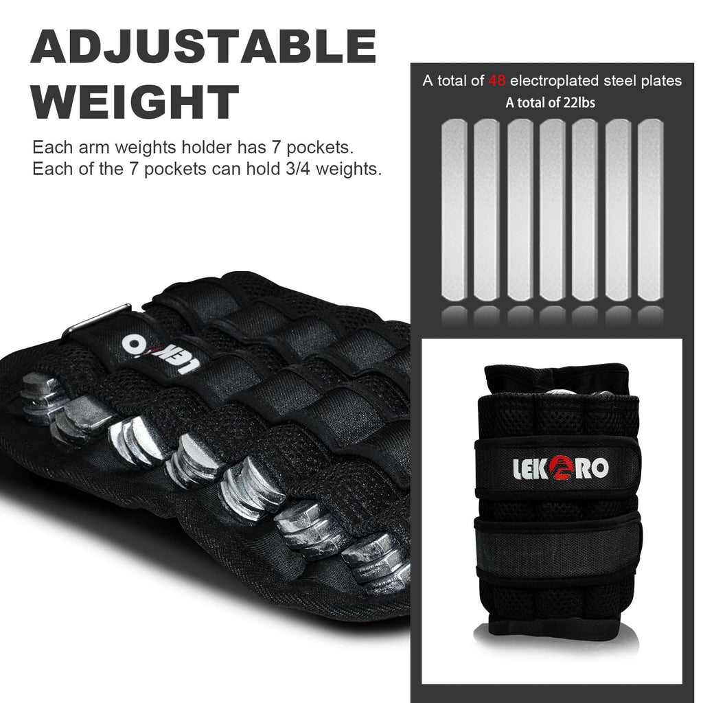 Ankle Weights Wrist Weights, 1 Pair Adjustable Removable Steel B15839