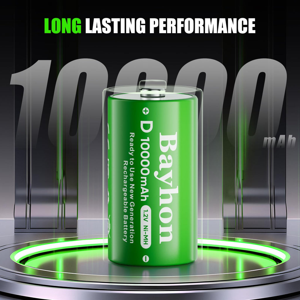 10000mAh D Rechargeable Batteries with 4-Slot Type-C Charger O210