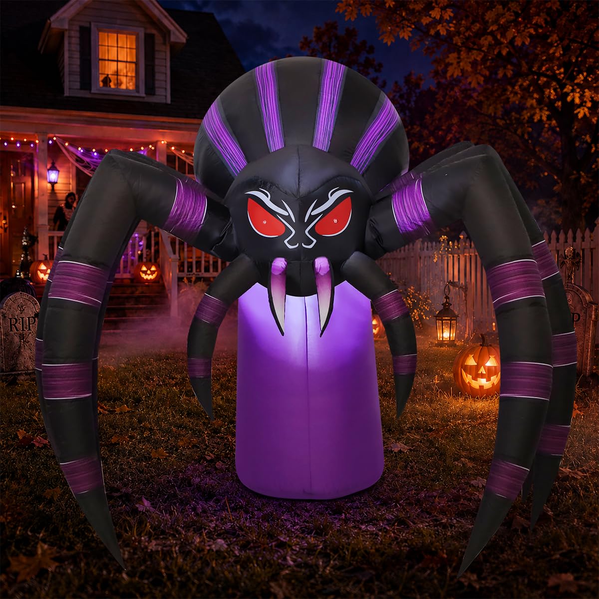 7 FT Inflatable Spider Outdoor Decoration with LED Lights D585837