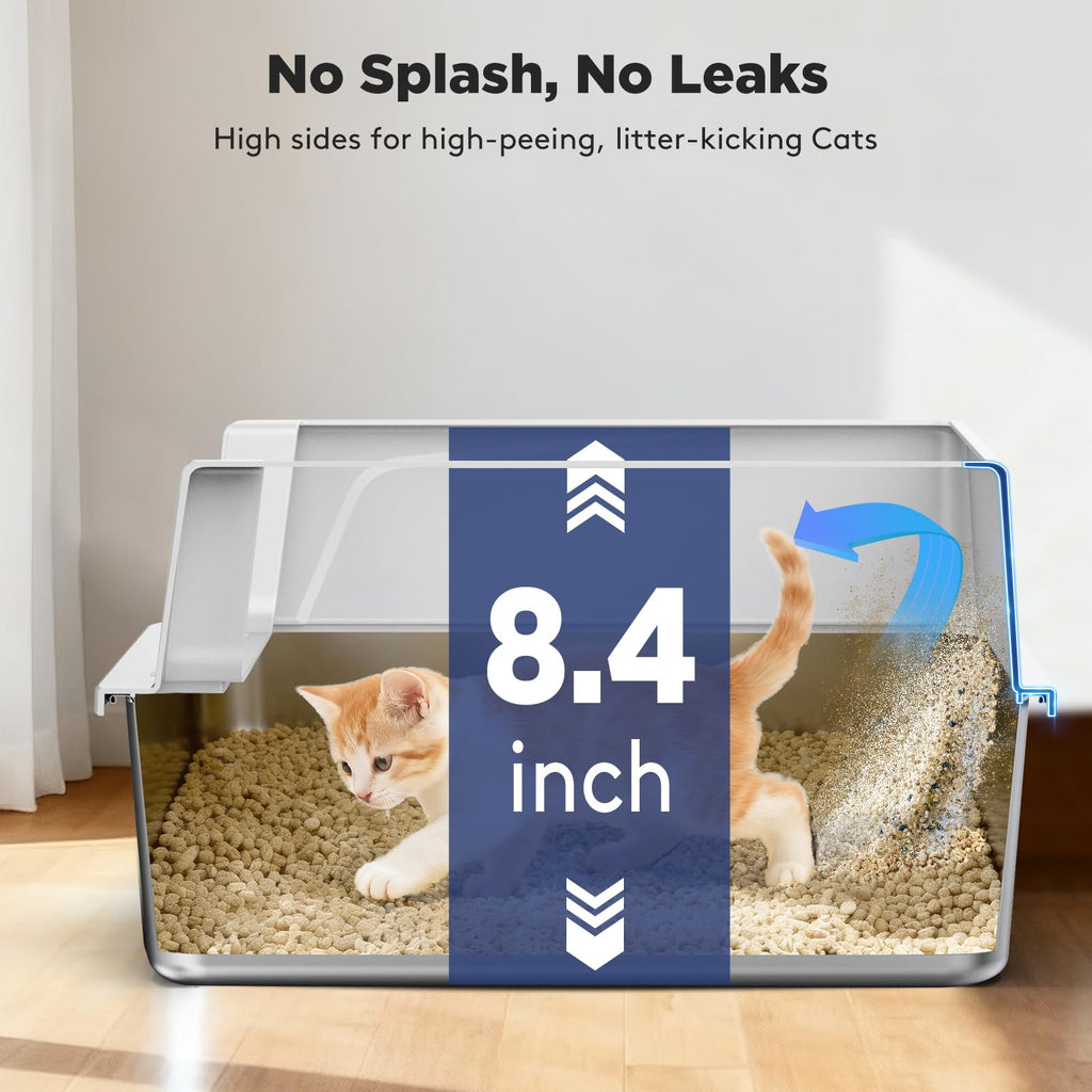 2 Pack Stainless Steel Cat Litter Box with Lid Z15418