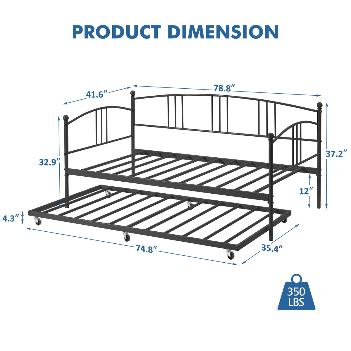 Twin Metal Daybed with Trundle L977