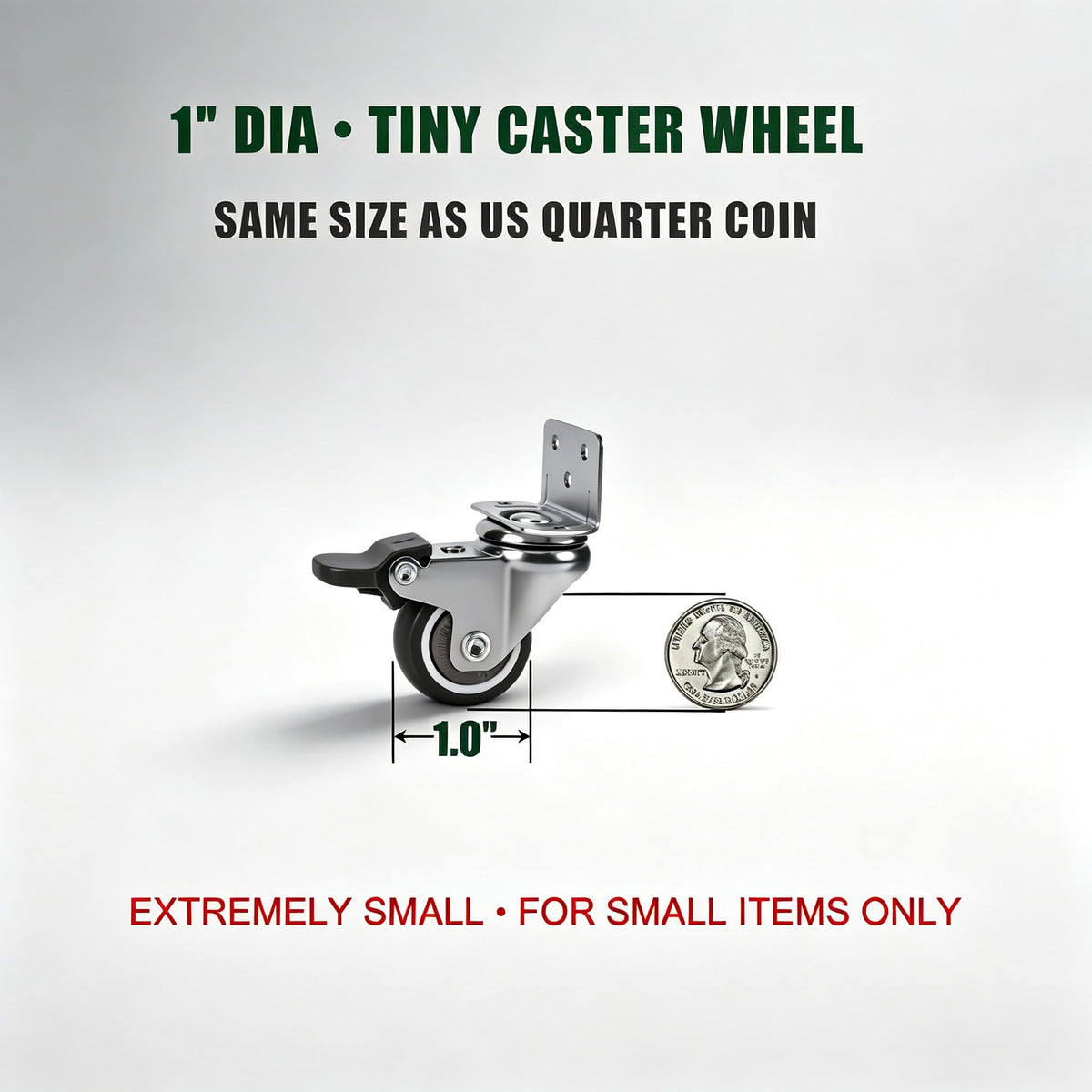 1" Low Profile Caster Wheels Set of 4 M1853