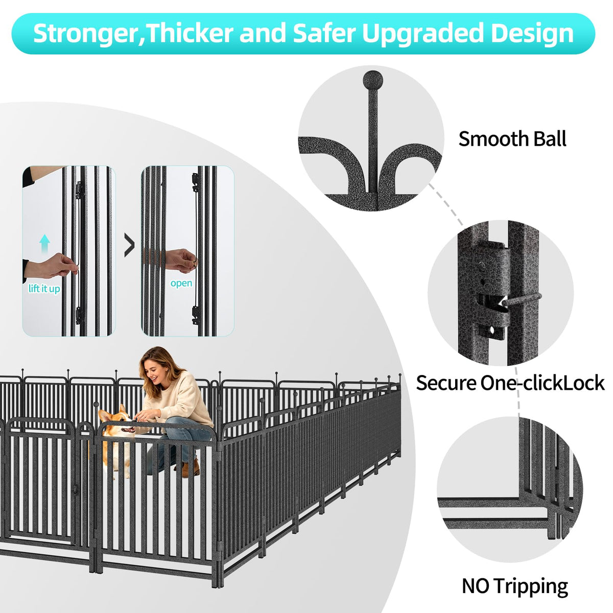 Dog Playpen Outdoor Silver 32'' 16 Panels 2 Gates O316241