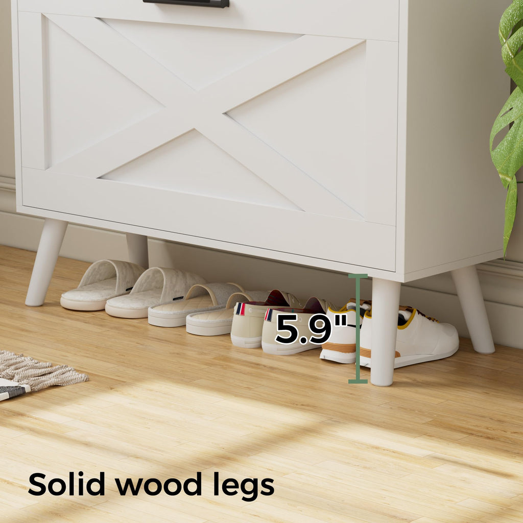 Farmhouse Shoe Storage Cabinet with Flip Drawers C5682
