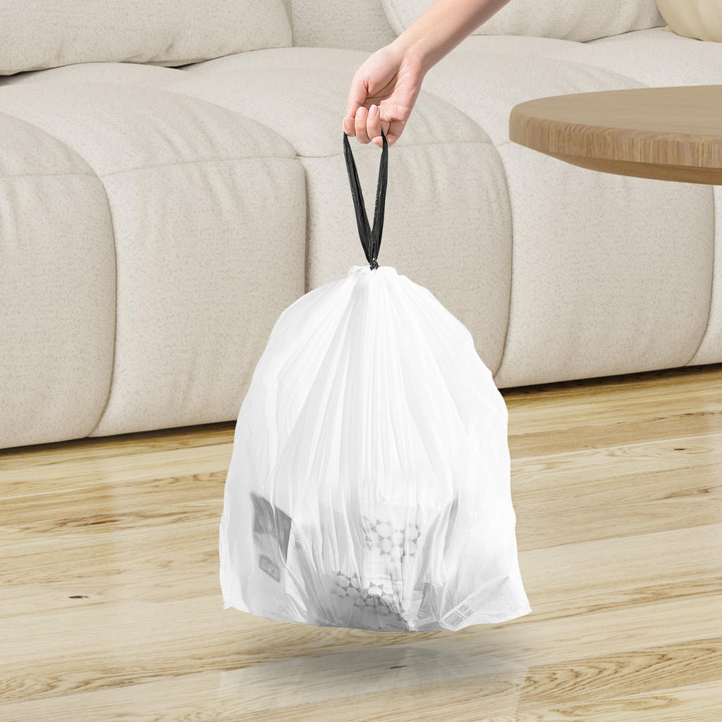 1.6 Gallon Mini Drawstring Trash Bags, 120 Counts White Trash Bin Liners G65280