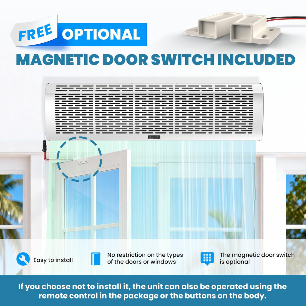 40-Inch Commercial Air Curtain, Dual Speed, Magnetic Door Switch, White B791319