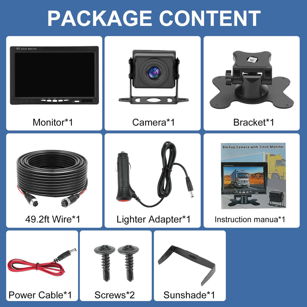 7 Inch Waterproof Wired Backup Camera System A409055