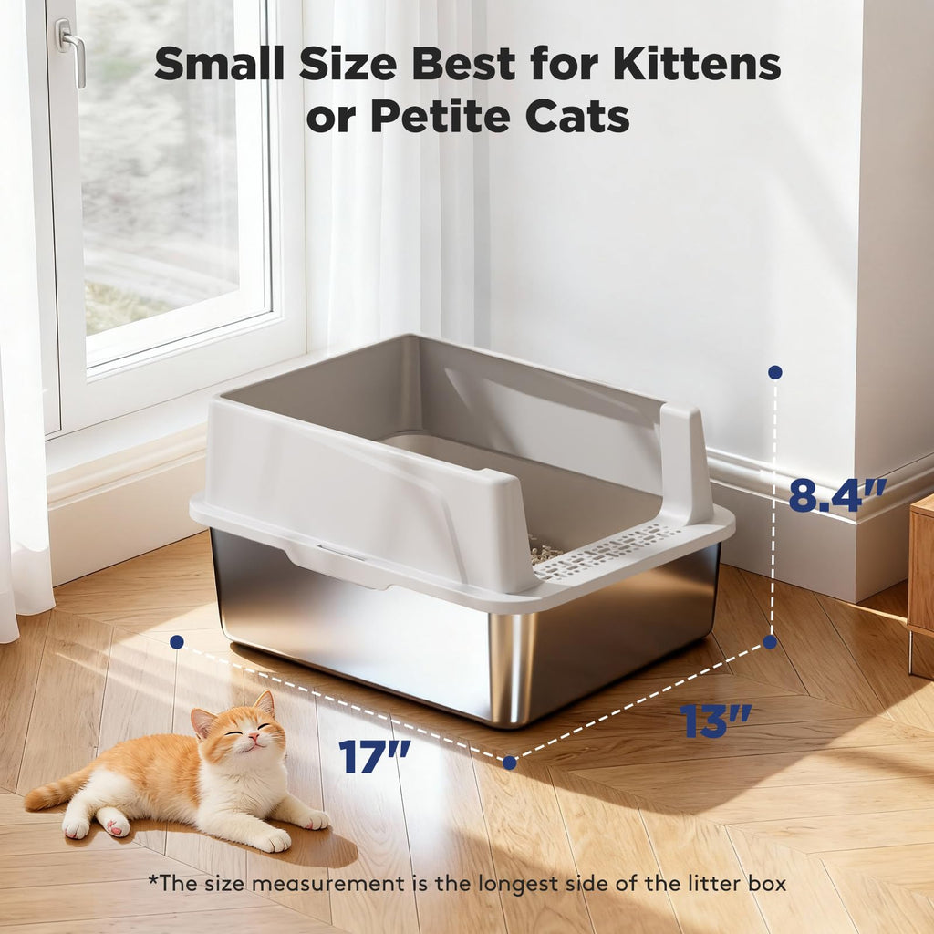2 Pack Stainless Steel Cat Litter Box with Lid Z15418