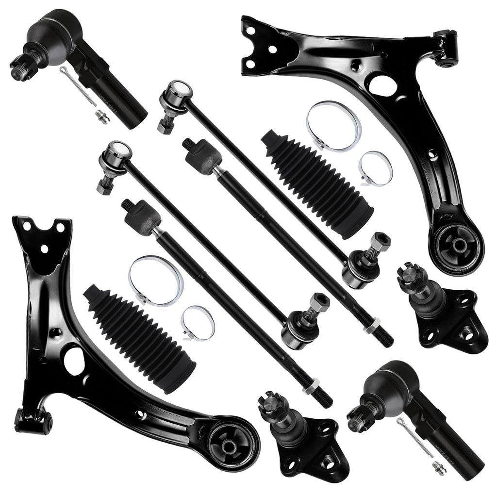 12pcs Front Suspension Kit Lower Control Arm Ball Joint Tie Rod End Sway Bar End Link S5259