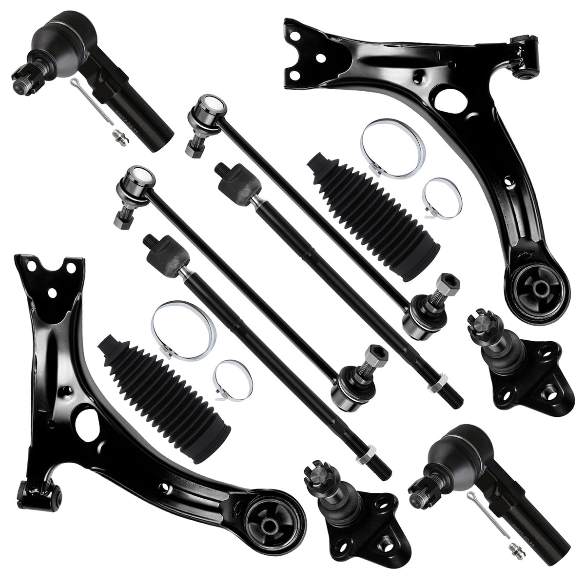 12pcs Front Suspension Kit Lower Control Arm Ball Joint Tie Rod End Sway Bar End Link S5259