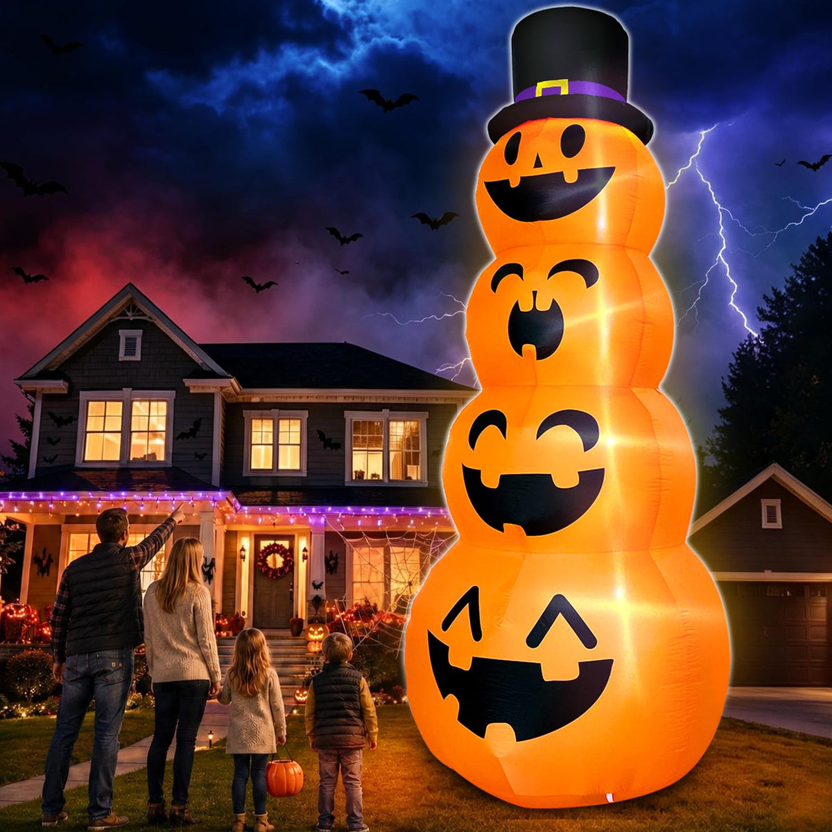 12FT Giant Witch Pumpkin Halloween Inflatables H69402