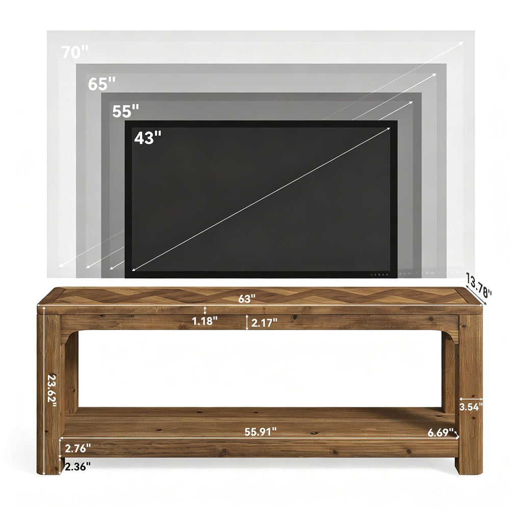 63" Solid Wood TV Stand S482
