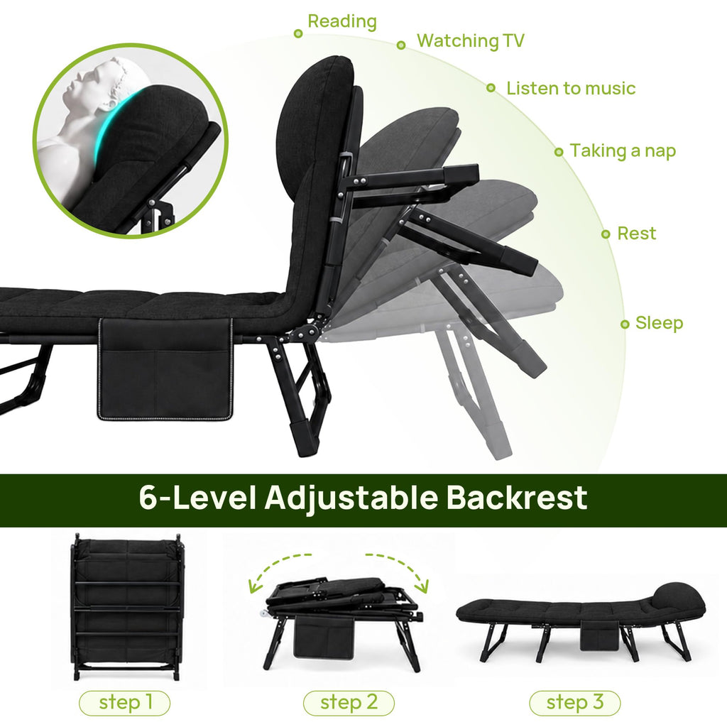 Black Camping Cot with Mattress D584