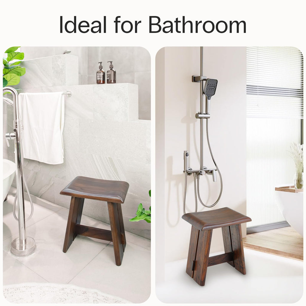 Teak 18-Inch Curved Wooden Shower Seat P552