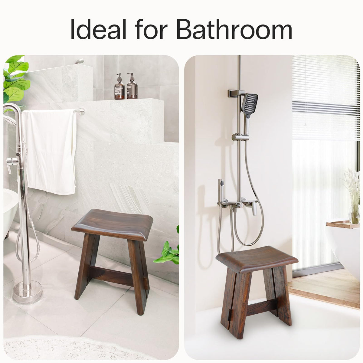 Teak 18-Inch Curved Wooden Shower Seat P552