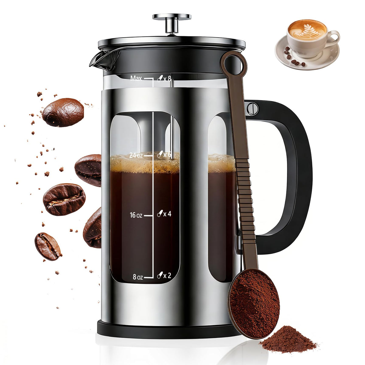 34oz Heat Resistant Glass Stainless Steel French Press Coffee Maker X60283