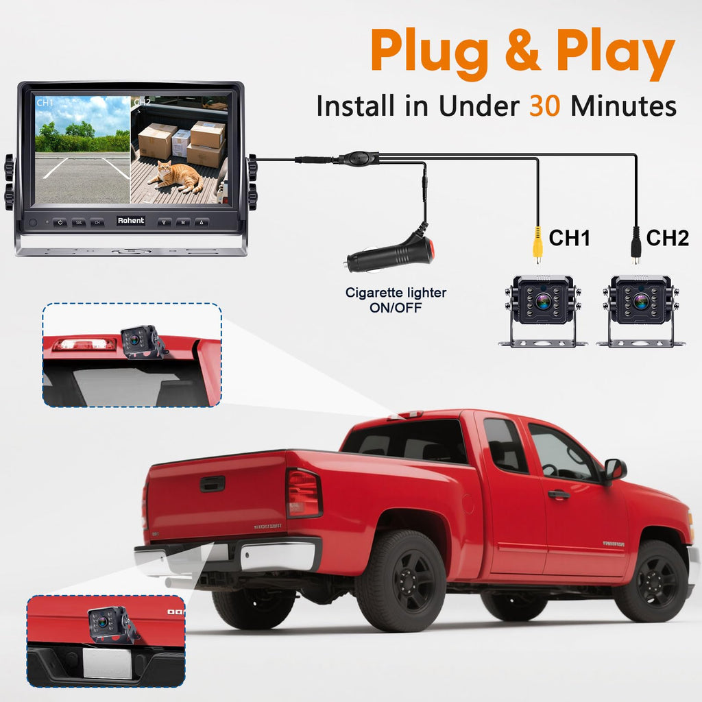 7" Split Screen Dual Backup Camera System U99658