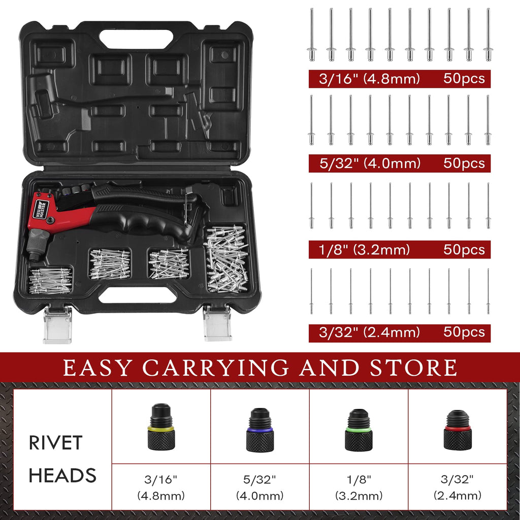 Rivet Gun Tool Kit with 200 Rivets T848086