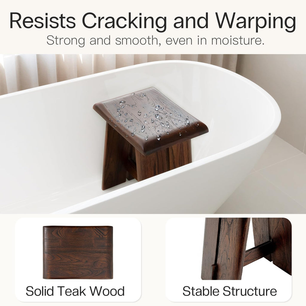 Teak 18-Inch Curved Wooden Shower Seat P552