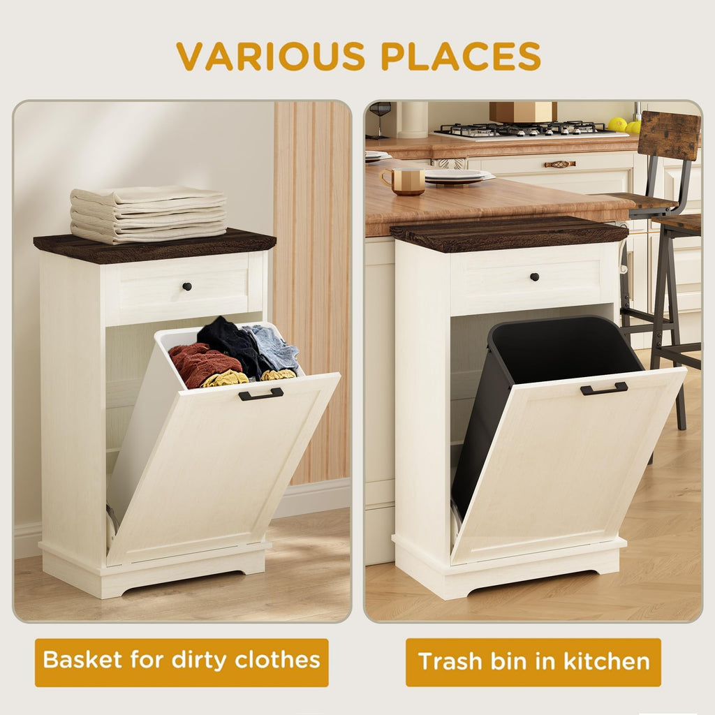 Double Tilt Out Trash Cabinet for 10 Gallon Trash Cans, Antique White N512