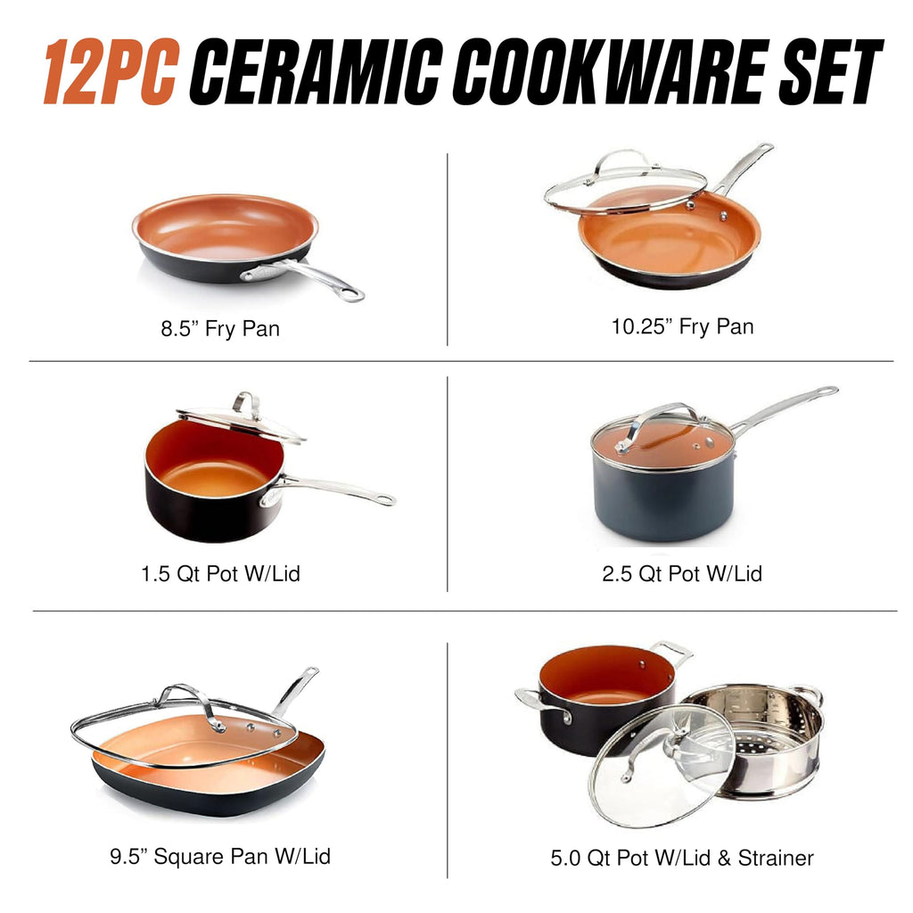 12 Pc Titanium Ceramic Nonstick Cookware Set A48383