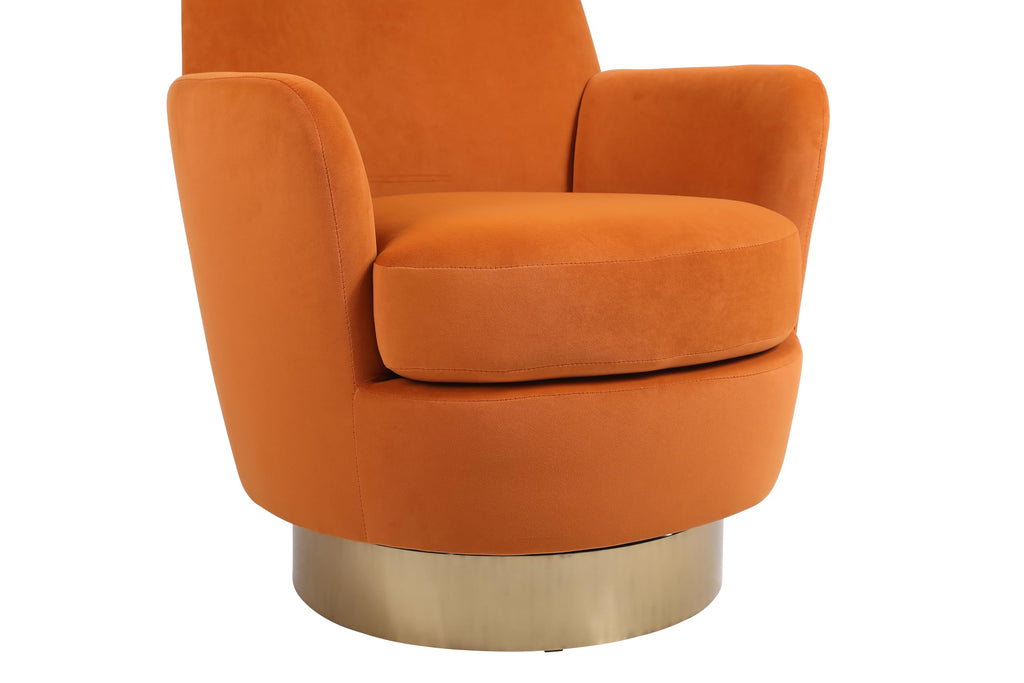 Orange Velvet Swivel Tufted Armchair N623