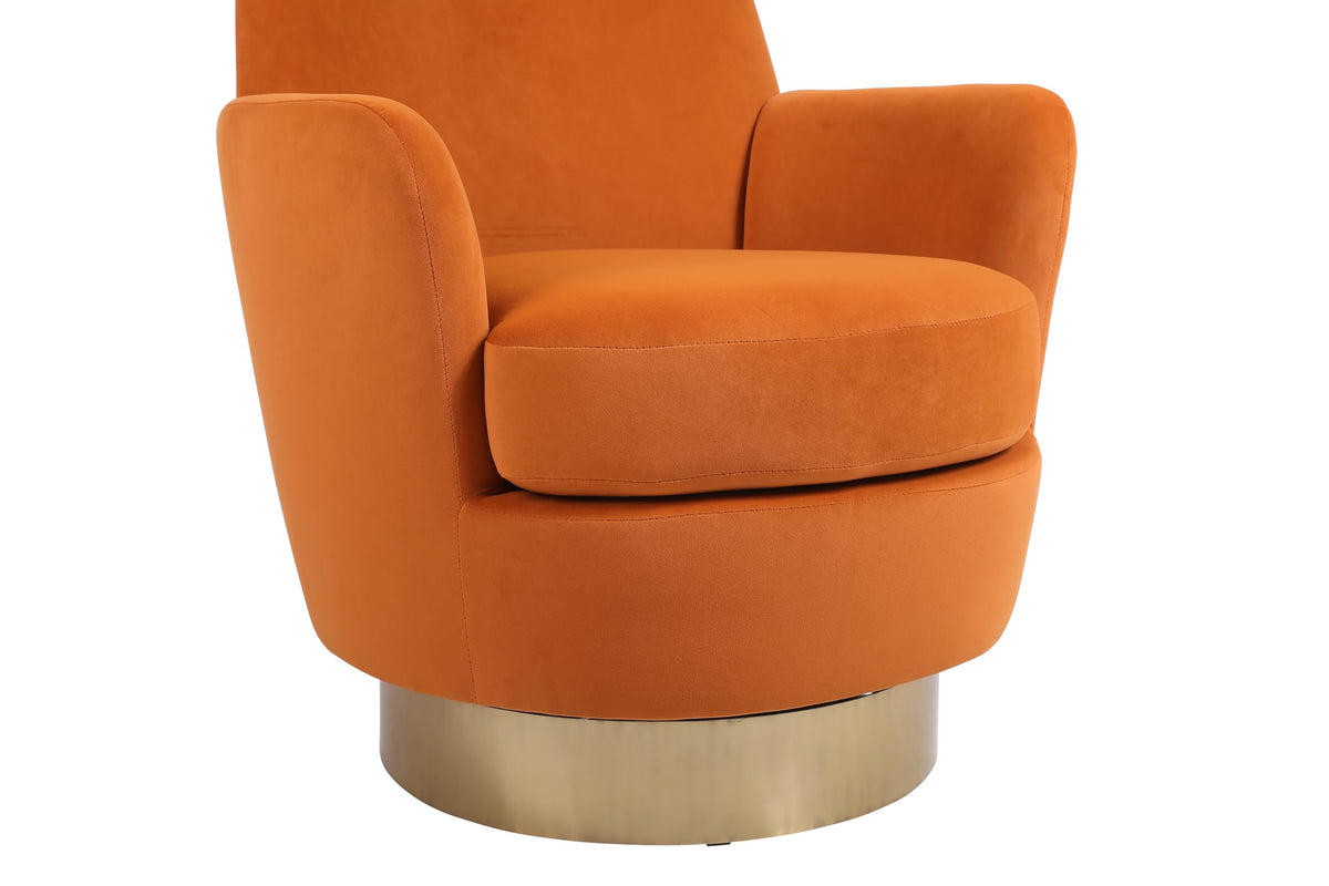 Orange Velvet Swivel Tufted Armchair N623