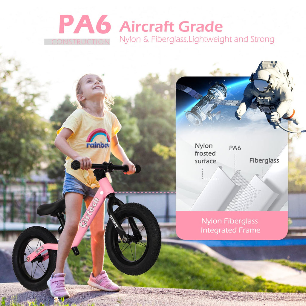 12" No Pedal Balance Bike with Inflatable Rubber Tires N1305