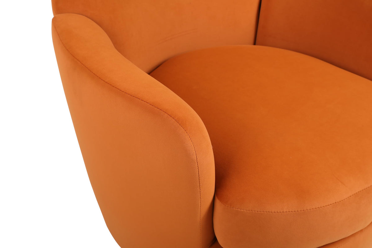 Orange Velvet Swivel Tufted Armchair N623