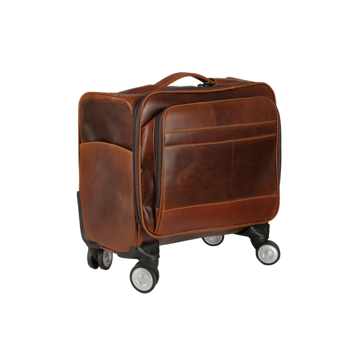 Leather Rolling Briefcase with Trolley Handle K724789